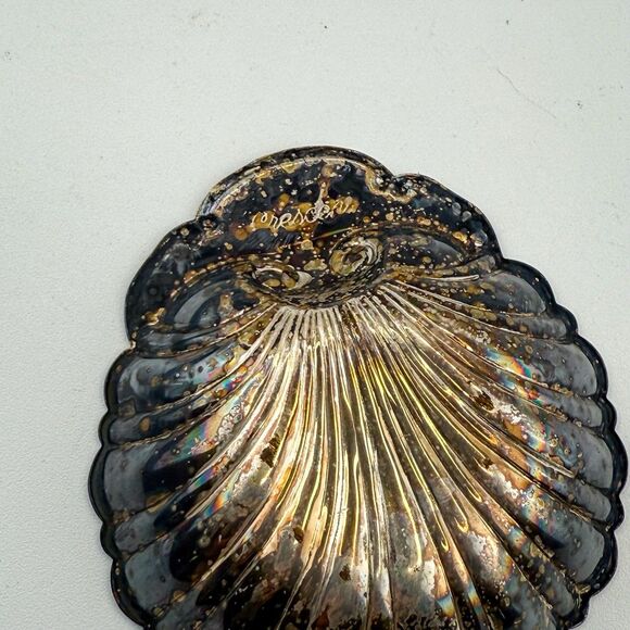 Vintage Silver Plated Shell Trinket Dish | 3" Seashell Coastal Decor - Picture 7 of 9